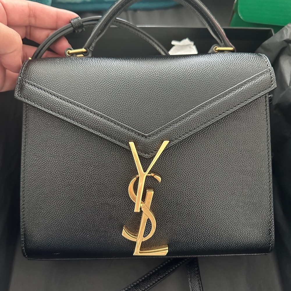 YSL Black Satchel with Gold Logo